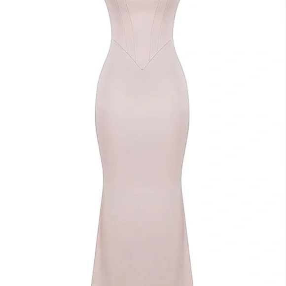 House of CB Olivette Corset Satin Maxi Dress - Crystal (light pink) - Picture 5 of 6